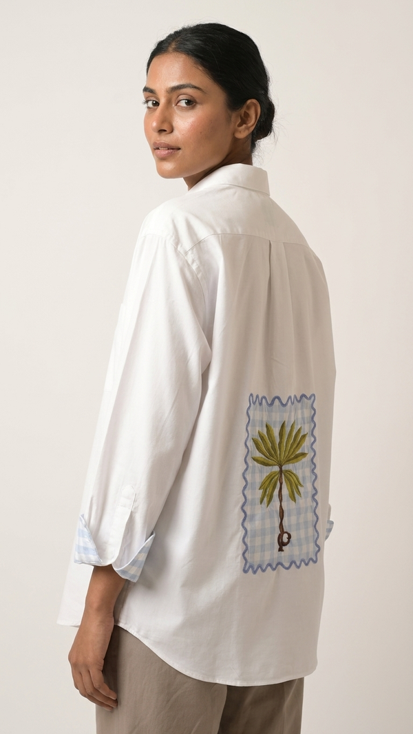 Palm postcard white shirt with back detail