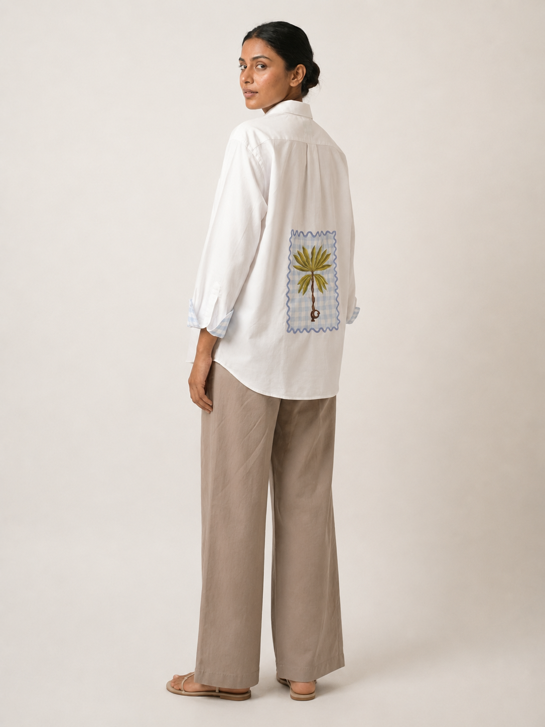 Palm postcard white shirt with back detail