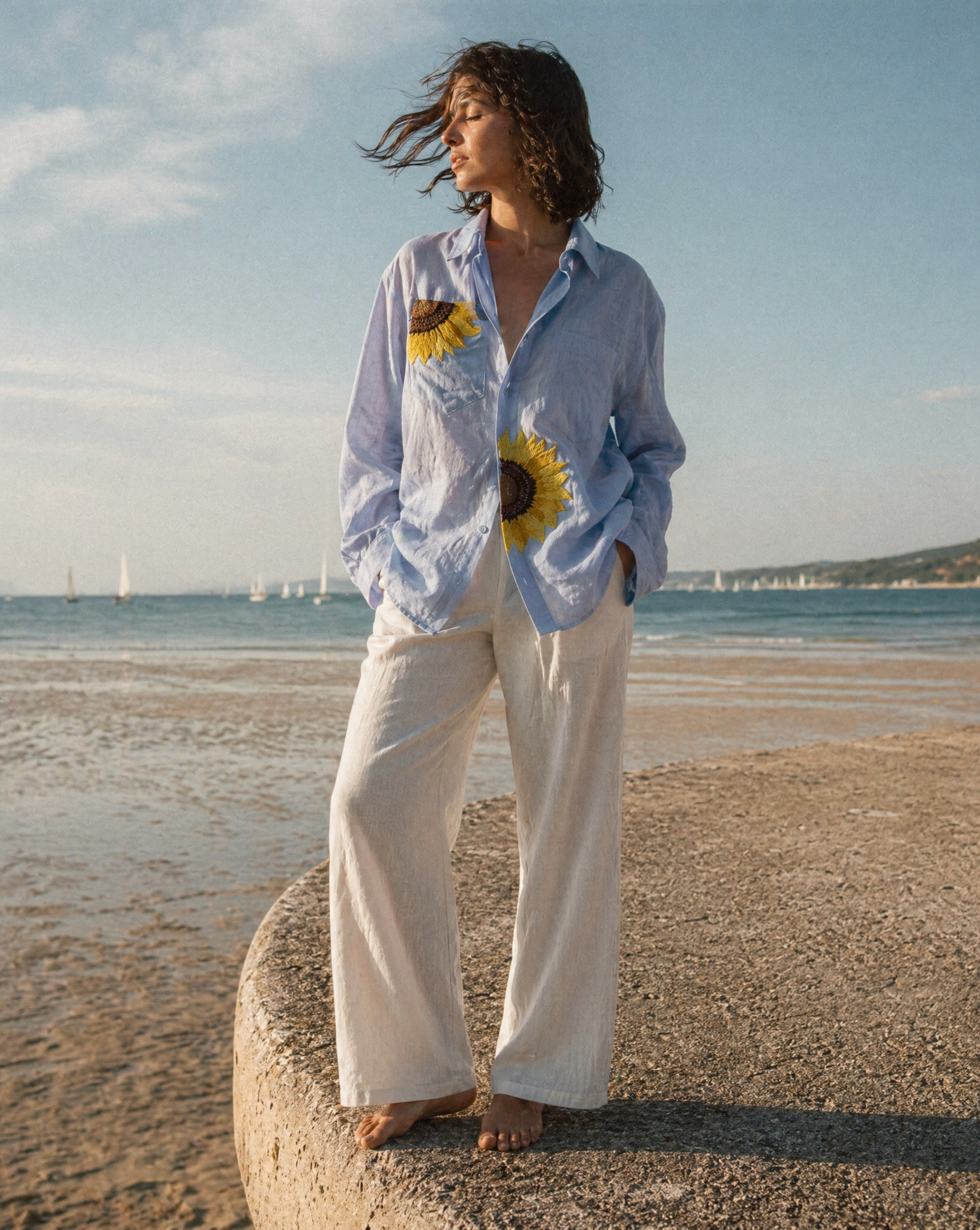 Sunflower Embroidered Shirt