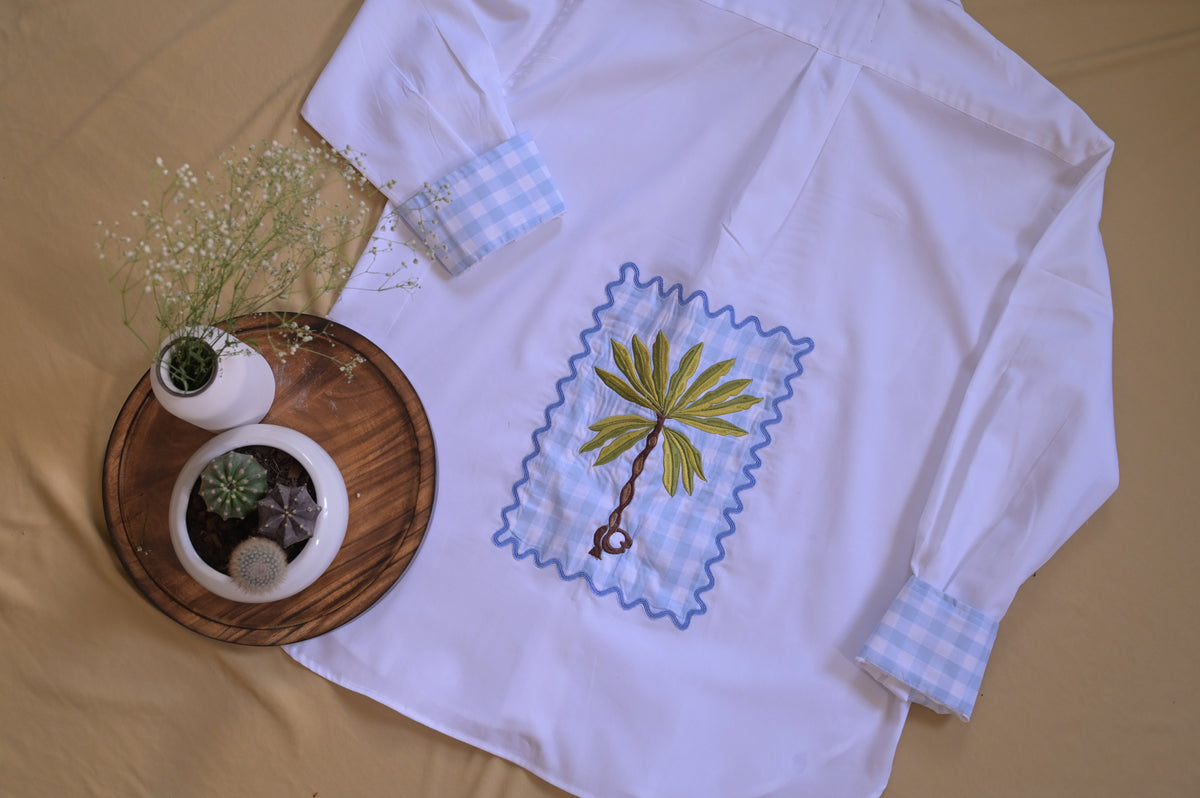 Palm postcard white shirt with back detail