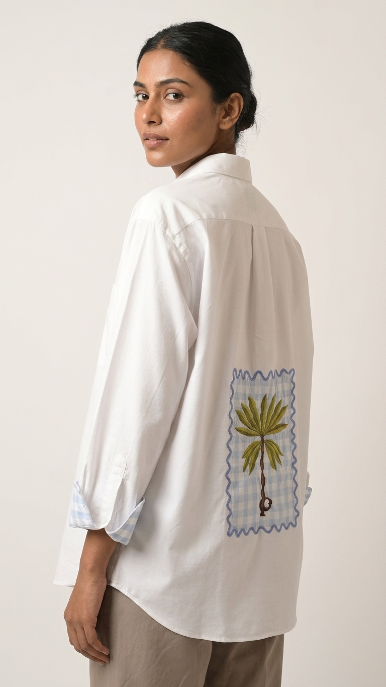Palm postcard white shirt with back detail